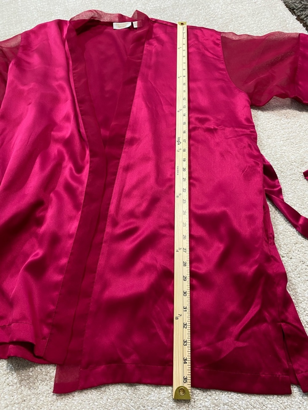 Victoria's Secret Fuchsia Satin Kimono Robe with Sheer Sleeves Size One Size - Picture 11 of 13